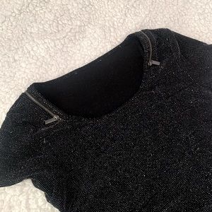 Armani Exchange Black T-shirt, glitter spec with zipper design